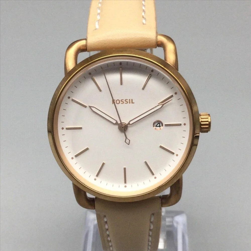 Fossil Commuter Womens Watch 42mm Date Brown Leather ES4335 New Battery